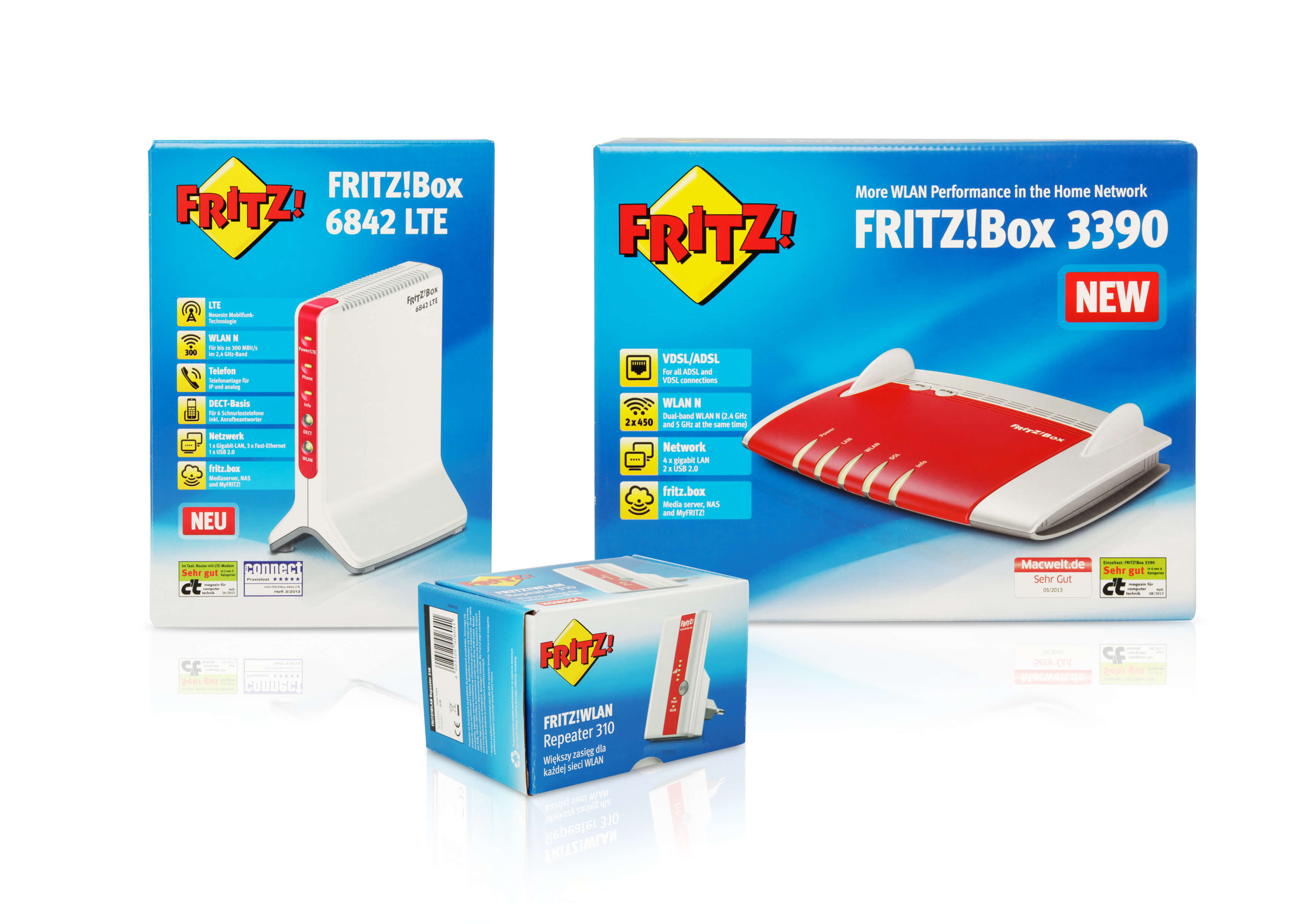 Verpackung WLAN WIFI Fritz! Box blau schnell Internet Stecker Router